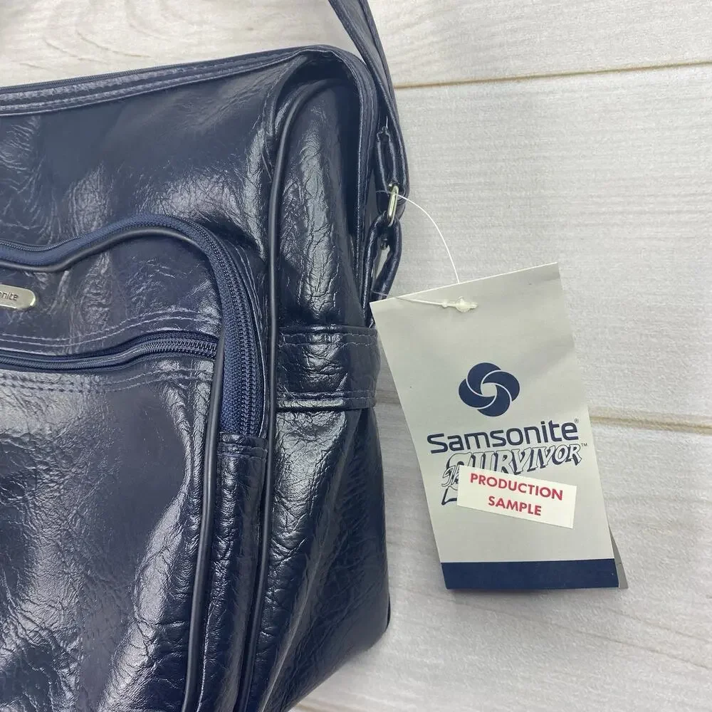 RETRO Vtg Samsonite Silhouette Weekender Bag Luggage Navy Survivor Sample NOS